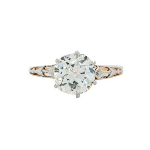 Platinum Topped Yellow Gold Arts & Crafts Movement Solitaire Old Mine Cut Diamond Ring | Bentley