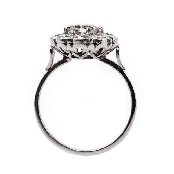 Vintage Art Deco White Gold Halo Engagement Ring with Diamonds | Berkeley from Trumpet & Horn