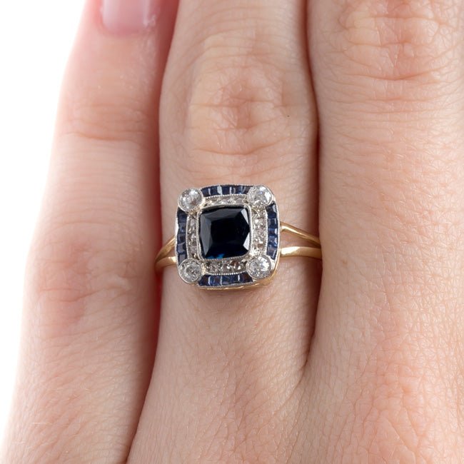 Geometric Edwardian Sapphire and Diamond Ring | Bermuda from Trumpet & Horn