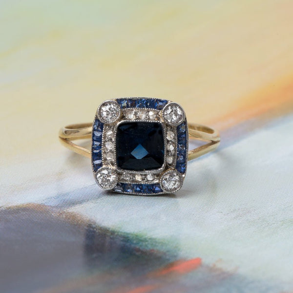 Geometric Edwardian Sapphire and Diamond Ring | Bermuda from Trumpet & Horn