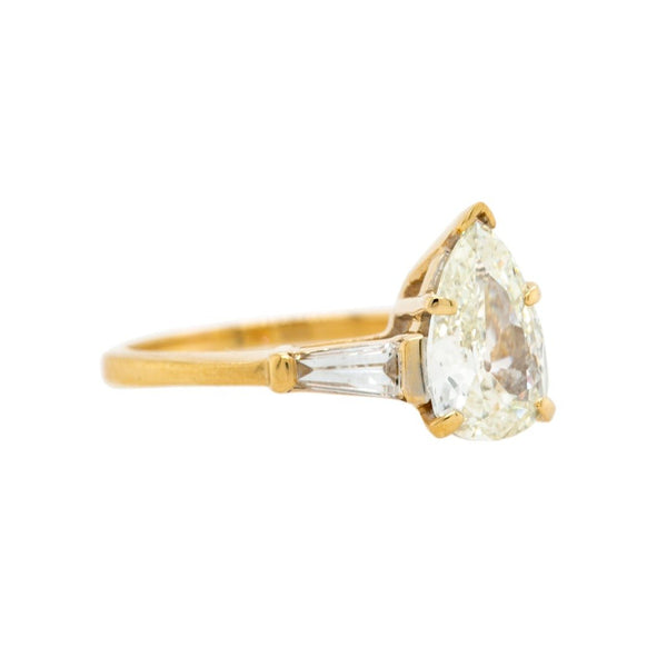 Three-Stone Pear-Shaped Diamond & Gold Engagement Ring | Sunny Creek