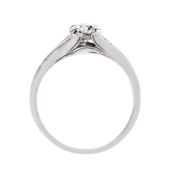  Simple White Gold Solitaire with Hand Engraving | Birchwood from Trumpet & Horn