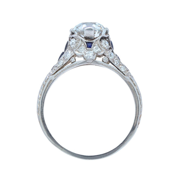 Gorgeous Art Deco Diamond & Sapphire Engagement Ring | Bixby Knoll