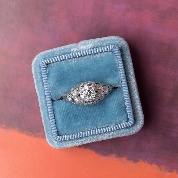 Handcrafted Edwardian Era Platinum Engagement Ring | Boca Grande from Trumpet & Horn