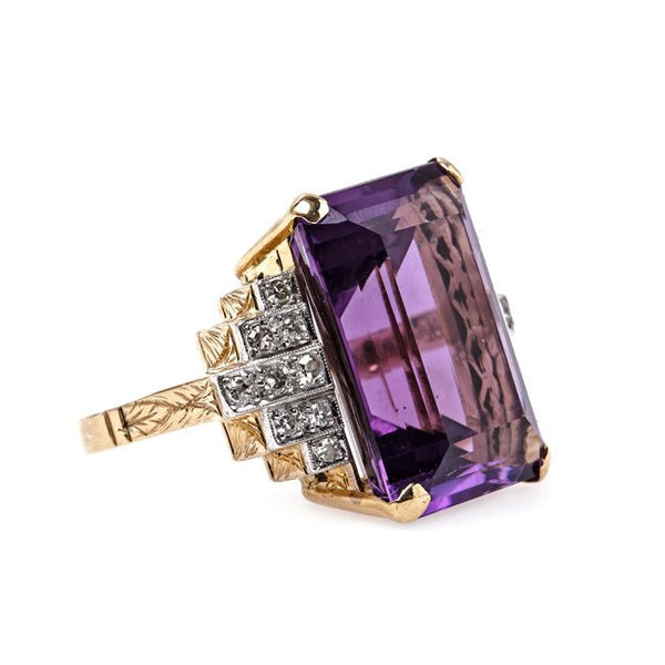 Show-Stopping Amethyst Cocktail Ring with Diamond Accents | Boca Raton from Trumpet & Horn