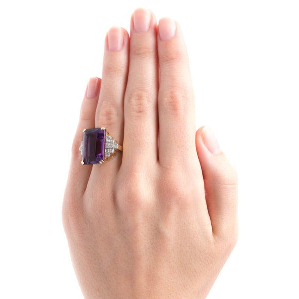 Show-Stopping Amethyst Cocktail Ring with Diamond Accents | Boca Raton from Trumpet & Horn
