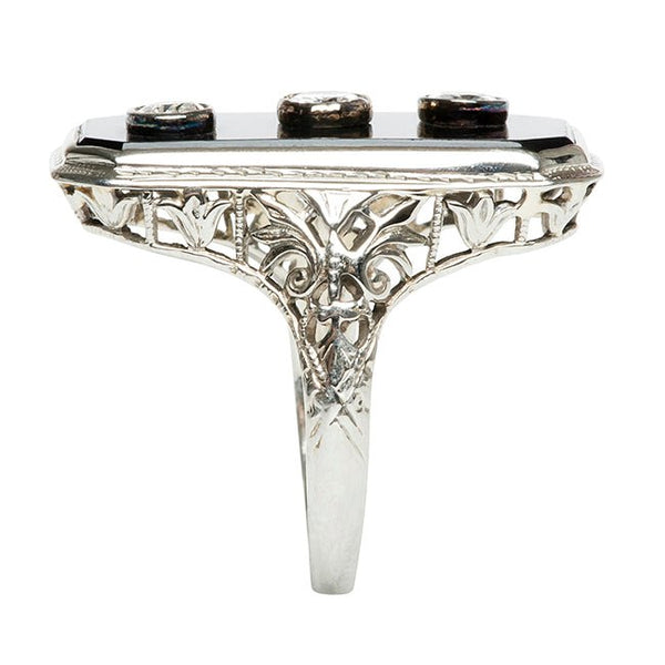 Bodrum Vintage Onyx Diamond Cocktail Ring from Trumpet & Horn