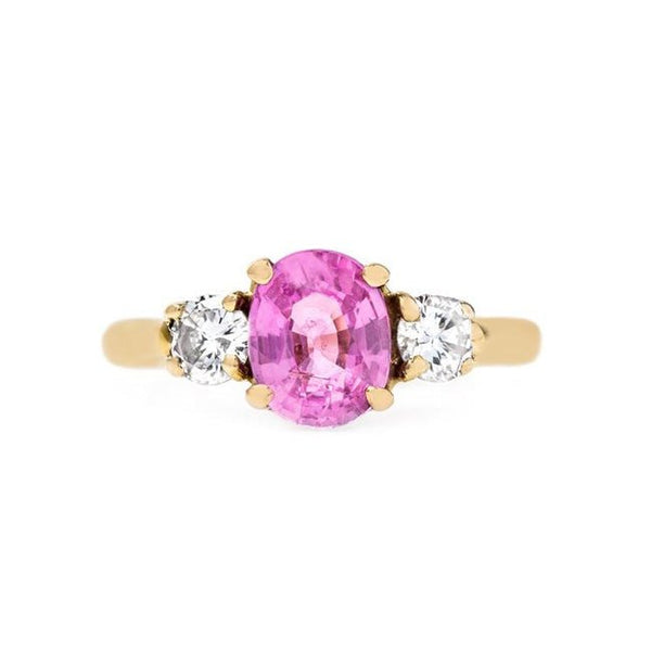 Lovely Pink Sapphire Three Stone Vintage Engagement Ring | Bolinas Bay ...