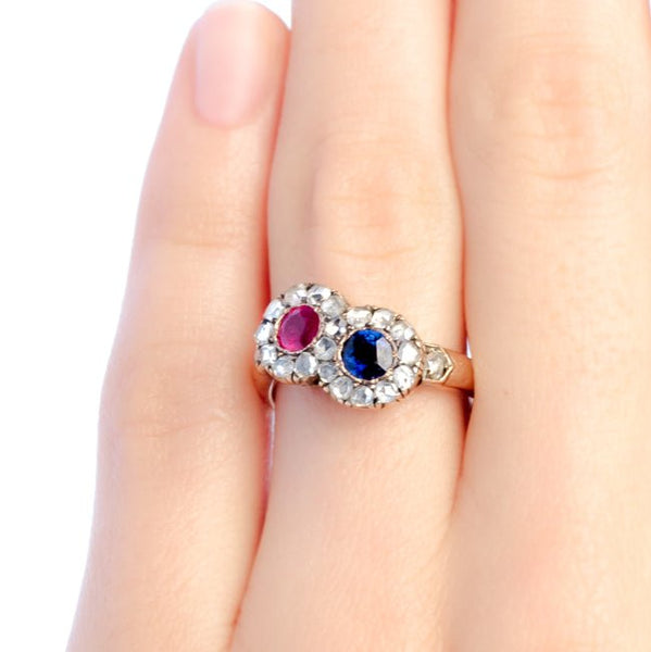 Bradbury vintage sapphire and ruby ring from Trumpet & Horn