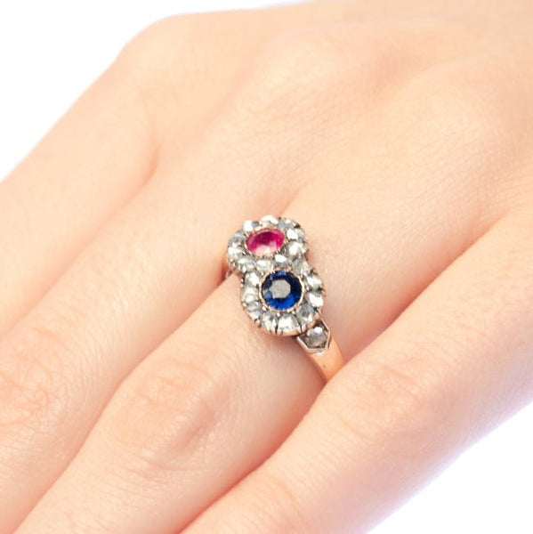 Bradbury vintage sapphire and ruby ring from Trumpet & Horn