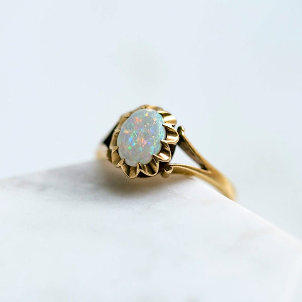 Vintage Natural Australian Opal Solitaire Ring from the UK | Braddon