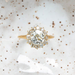 Perfect Victorian Era GIA-Certified 2ct Diamond Halo Engagement Ring | Brentwood Bay