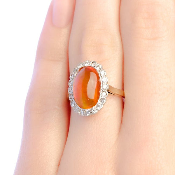 Brixton vintage fire opal and diamond ring from Trumpet & Horn