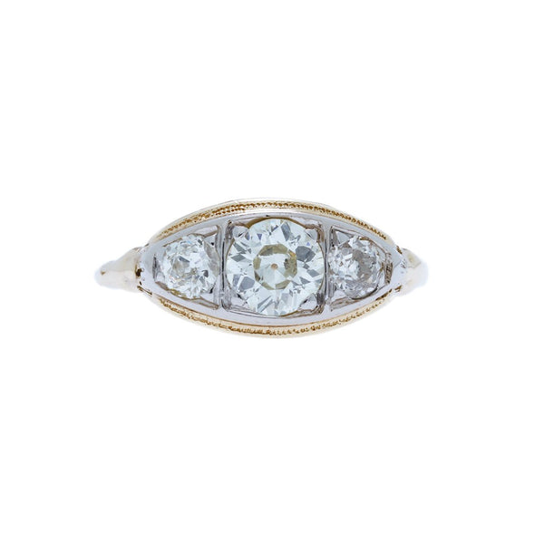 A Wonderful Art Deco Two-Tone Three Stone Diamond Ring | Broadlands