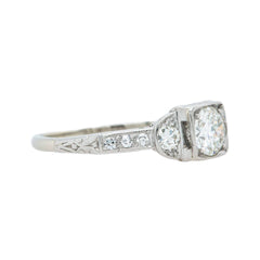 Sweet Late Art Deco Box-Set Diamond Ring with Half Moon Accents | Brockmoor
