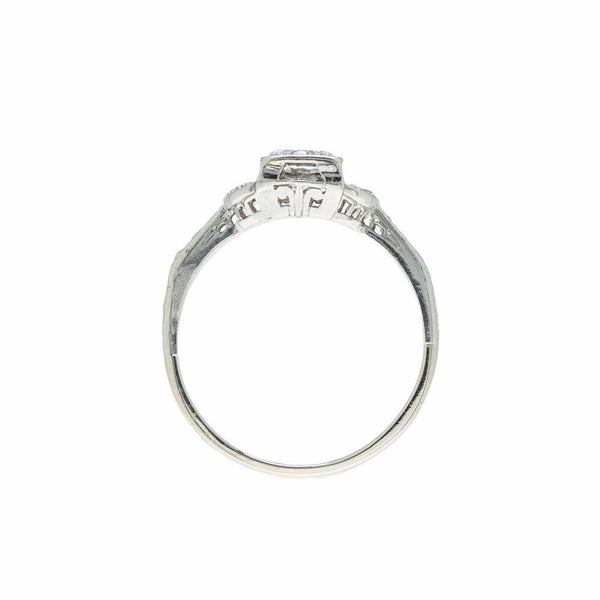 Sweet Late Art Deco Box-Set Diamond Ring with Half Moon Accents | Brockmoor