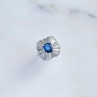 Vintage 1.87ct Cushion Sapphire & Diamond Ballerina Ring | Burroughs