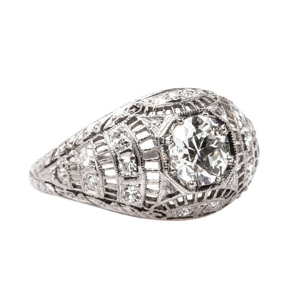 Vintage Edwardian Era Platinum Engagement Ring with Old European Cut Diamond | Byron Bay from Trumpet & Horn