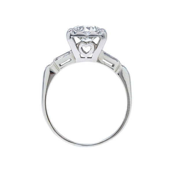 Romantic Retro Diamond Engagement Ring with Hearts | Woodhouse Court