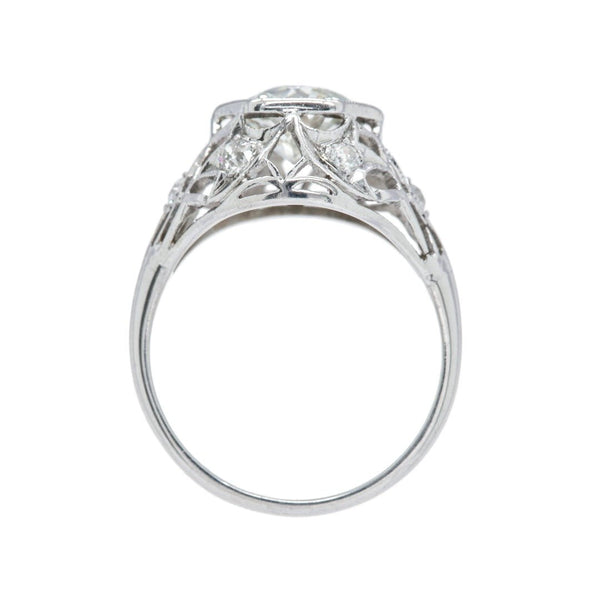Lacy Platinum & Diamond Edwardian Bombe Engagement Ring in Hexagon Setting | Hidden Hollow