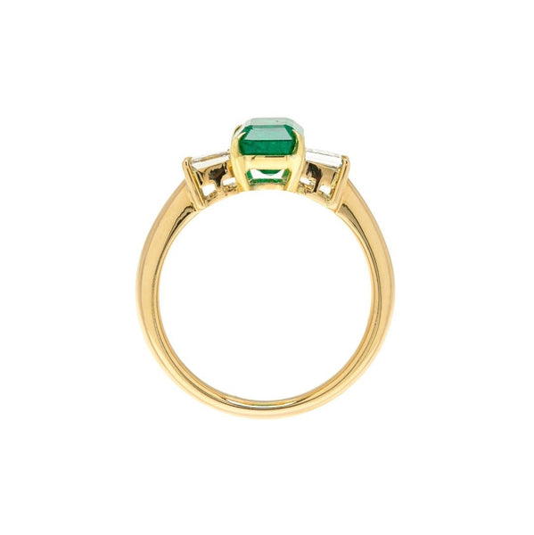 Verdant Modern Three-Stone Diamond & Emerald Ring | Caladan