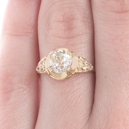 Warm-Toned Old Mine Brilliant Cut Diamond with Vintage Setting | Canary Court from Trumpet & Horn