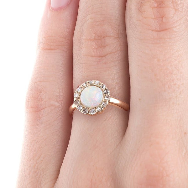 Classic Opal and Diamond Halo Ring | Canterbury