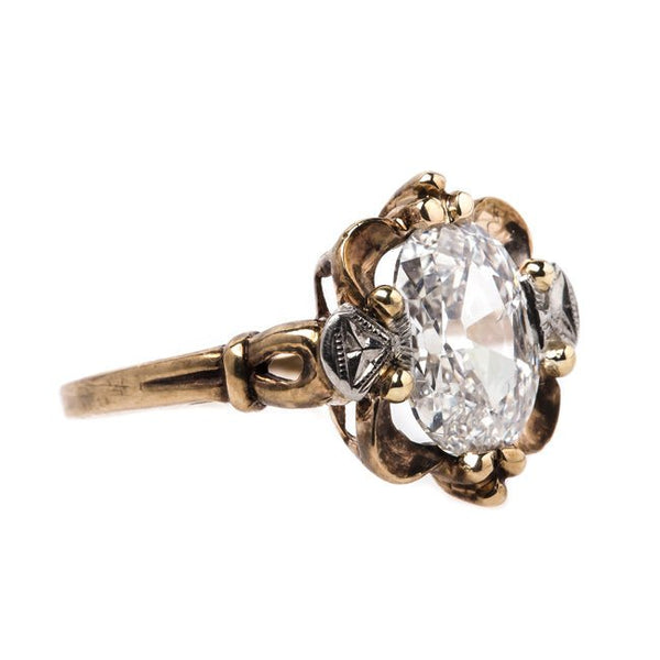 Spectacular Retro Era Engagement Ring with Oval Modified Brilliant Cut Diamond | Carmel from Trumpet & Horn