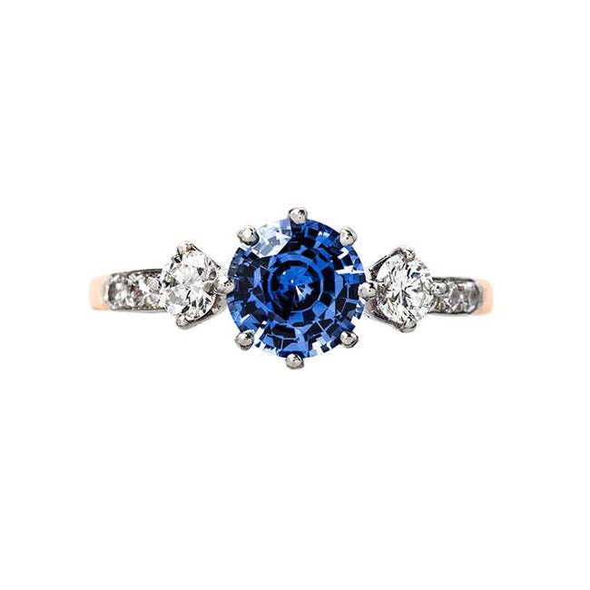 Beautiful Mixed Metal Sapphire Three Stone Ring | Castillo from Trumpet & Horn