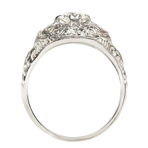Vintage Unique Engraved Engagement Ring