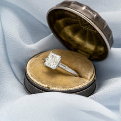 Sleek & Classy Platinum Late Art Deco Asscher Cut Diamond Engagement Ring | Pendleton