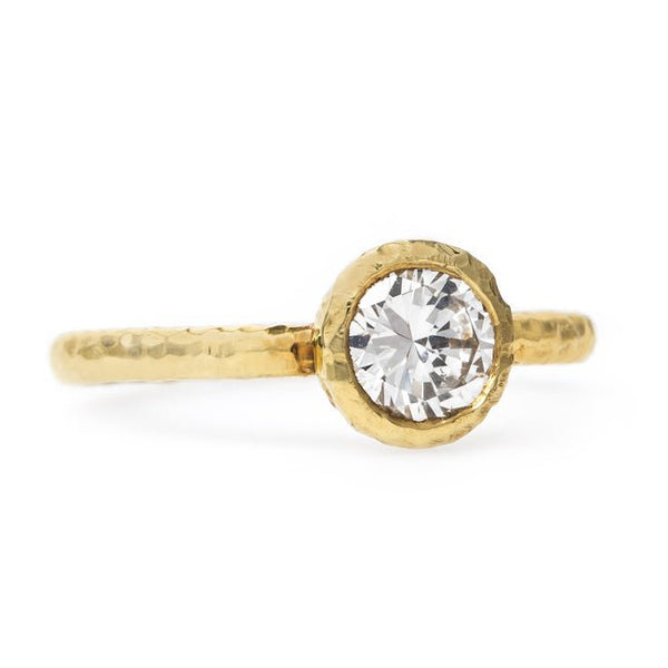 T&H Original Solitaire Engagement Ring with Hammered Gold Band | Challis Farm from Trumpet & Horn