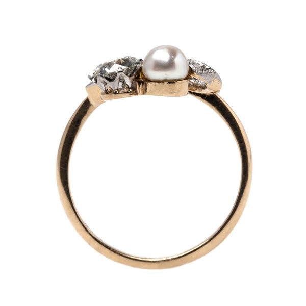 Romantic Edwardian Era Ring with Classic Diamond and Pearl | Chancery Lane