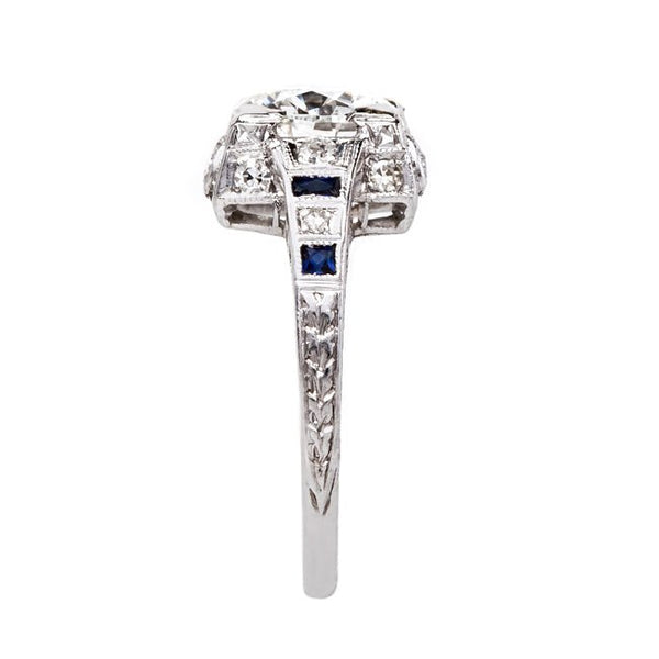 Showstopping Geometric Art Deco Ring with Sapphire Accents | Charlton from Trumpet & Horn