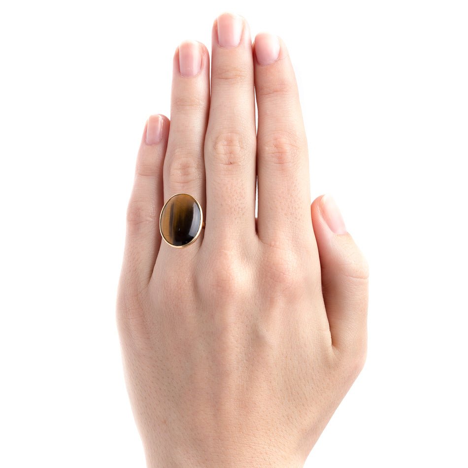 Authentic Modern Era Tiger's Eye Quartz Cocktail Ring | Charter Oak from Trumpet & Horn