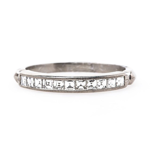 Cheshire Vintage Art Deco Platinum Wedding Band | T&H from Trumpet & Horn