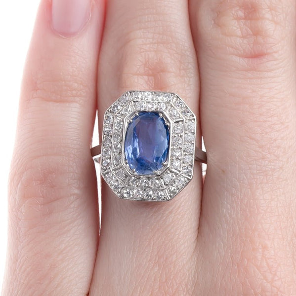 Exquisite and Bold Art Deco Sapphire and Diamond Cocktail Ring | Chesterton from Trumpet & Horn
