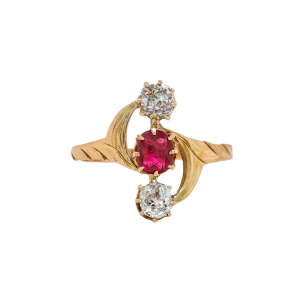 Early Victorian Spinel & Diamond Three-Stone Ring | Chichester