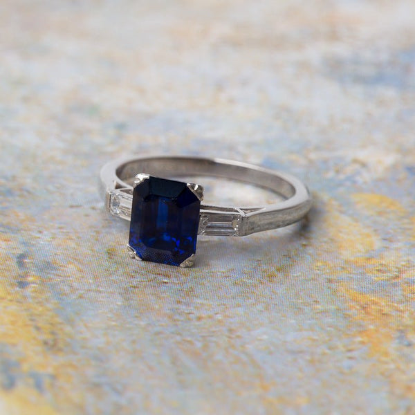Refined Art Deco Engagement Ring with Sapphire | Cielo Alto from Trumpet & Horn