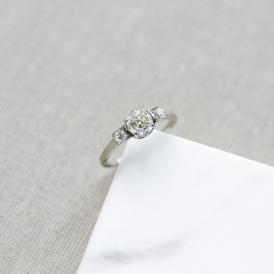 Art Deco 1.01ct Old Euro Three Stone Diamond Engagement Ring | Clancy