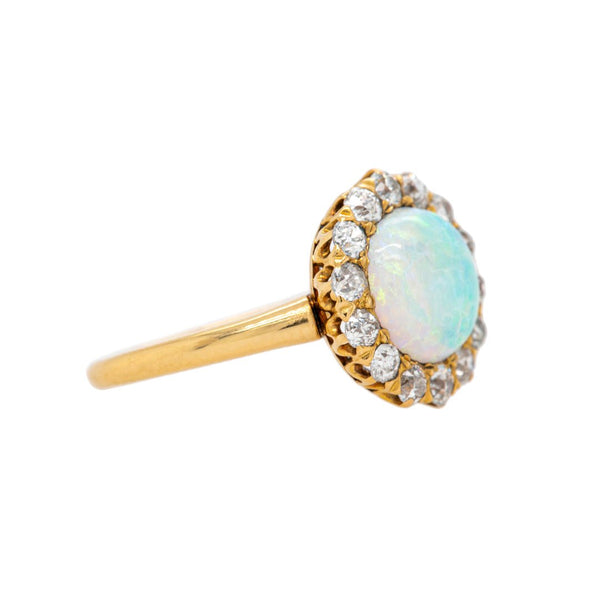 Perfectly Colorful Victorian Opal & Diamond Halo | Clifton Gardens