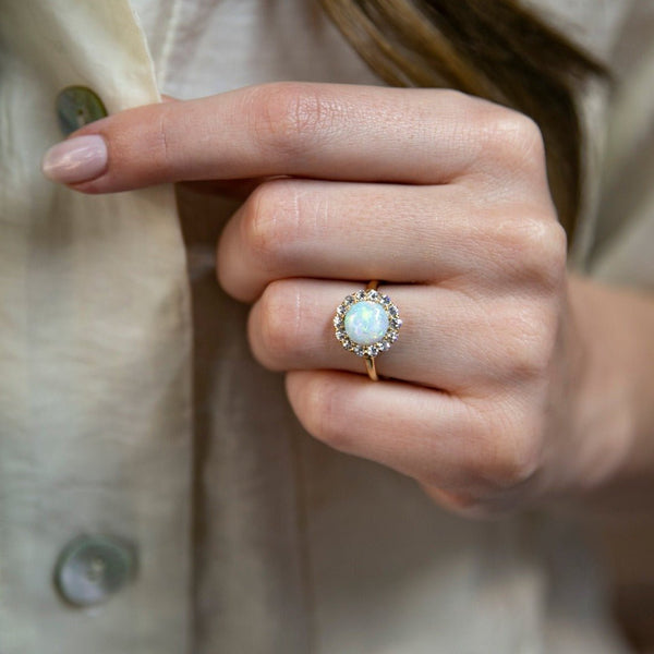 Perfectly Colorful Victorian Opal & Diamond Halo | Clifton Gardens