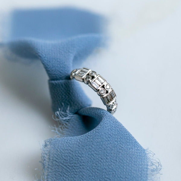Antique Art Deco Wedding Band - Wide Platinum & Diamond Ring | Collette