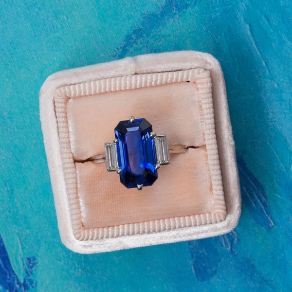 Remarkable Rectangular Sapphire Engagement Ring | Collin's Creek from Trumpet & Horn