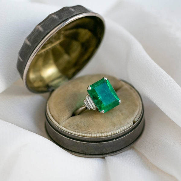 Elegant 4ct+ Emerald & Diamond Engagement Ring | Copenhagen