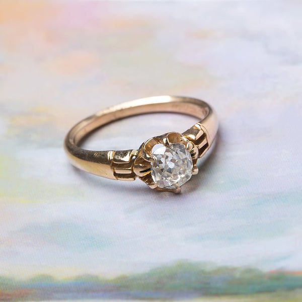 Simple Yellow Gold Victorian Era Solitaire Engagement Ring | Crescent Heights from Trumpet & Horn
