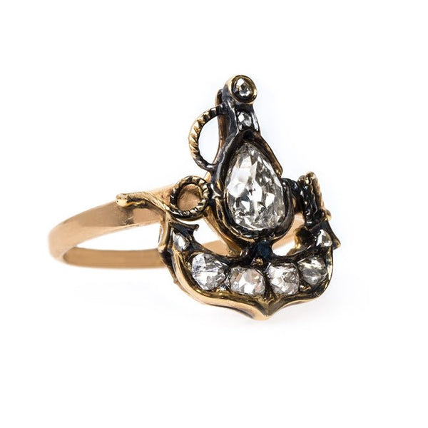 Anchor Ring with Pear Shaped Diamond | Cunningham from Trumpet & Horn