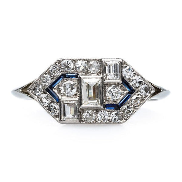 Geometric Art Deco Engagement Ring with French Hallmarks | Delancey from Trumpet & Horn