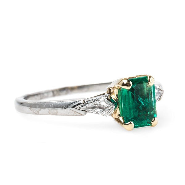 Classic Rectangular Emerald Engagement Ring with Diamond Accents | Delmont from Trumpet & Horn