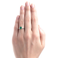 Classic Rectangular Emerald Engagement Ring with Diamond Accents | Delmont from Trumpet & Horn